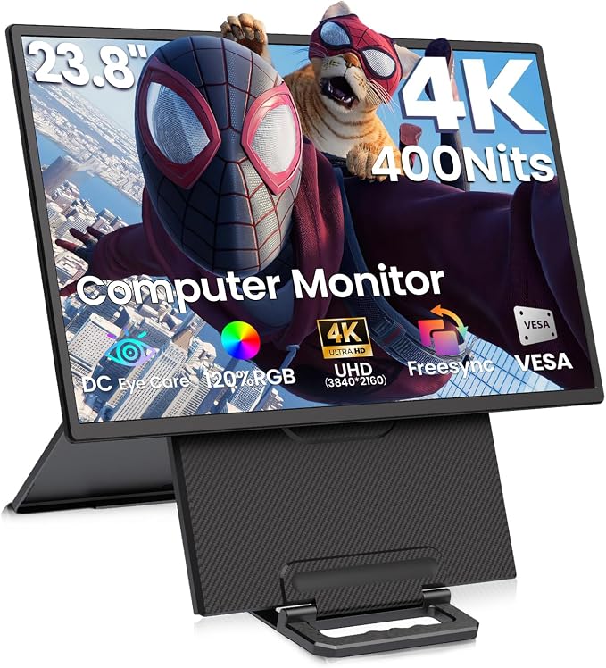 23.8” 4K Portable Monitor, UHD 120% SRGB IPS FreeSync Gaming Moniter USB-C HDMI by Redalf