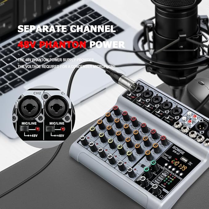 BOMGE Audio Mixer, Sound Board Mixing Console - Image 2