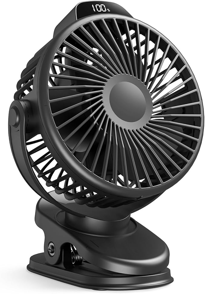 Koonie Portable Clip On Fan, Small USB Fan Battery Operated, 3 Speed by Koonie