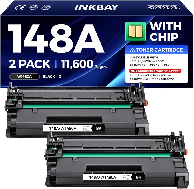148A Toner Cartridge Black 2-Pack Compatible by INKBAY