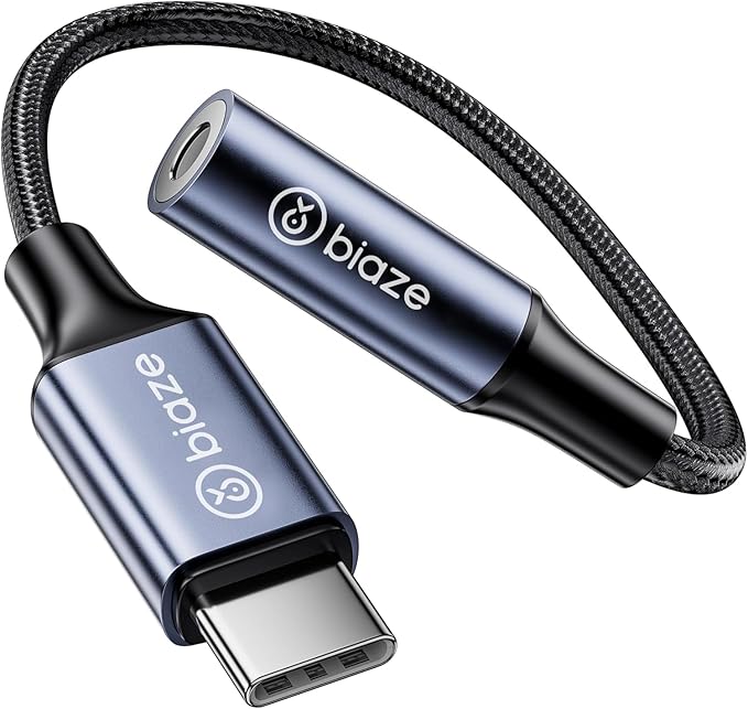 USB C to 3.5mm Headphone Jack Adapter, USB C to Aux Audio Dongle Adapter by biaze