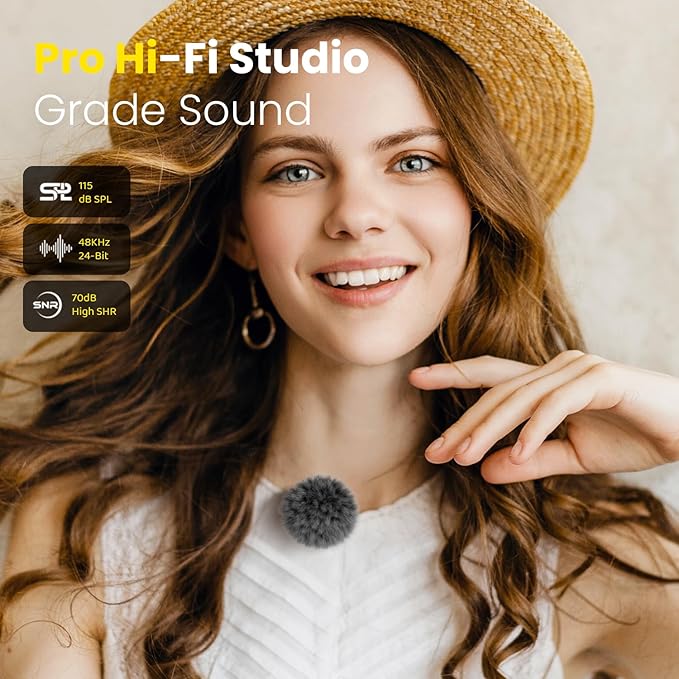 Wireless Lavalier Microphone for iPhone Android, 2in1 Magnetic & Clamp Lapel - Image 2