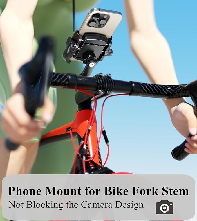 BRCOVAN Bike Fork Stem Phone Mount Holder Adjustable Bicycle Headset Top Cap - Image 2