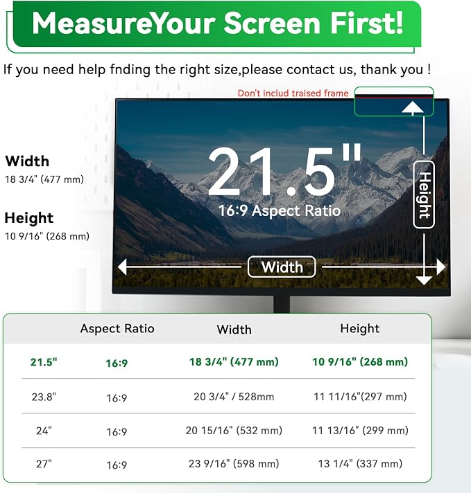 Magnetic 21.5 in Computer Anti Blue Light Screen Protector for16:9 Aspect Ratio - Image 2