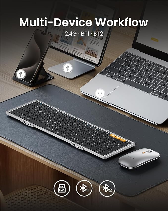 ProtoArc Foldable Keyboard and Mouse, XKM01 True Full-Size Folding Wireless - Image 4