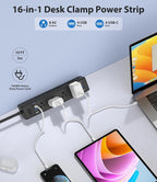 40W Fast Charging Station, Desk Clamp Power Strip 20W USB C, 8 Outlets - Image 3
