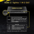 8K@60Hz 4K@120Hz HDMI 2.1 Splitter 1 in 2 Out, 48 Gbps, HDCP 2.3, Supports VRR - Image 7