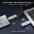 128GB External SSD Solid State Flash Drive, USB 3.2 Gen1, Dual Type-C & USB A - Image 2