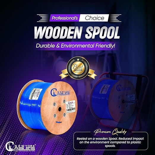 Cat6A Plenum Cable 1000ft Blue | 100% Solid Bare Copper 750MHz, PoE++ 23AWG 4 - Image 5