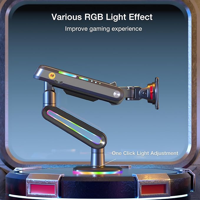 RGB Gaming Monitor-arm for Flat/Ultrawide/Curved Monitors 32 to 60 inch - Image 3