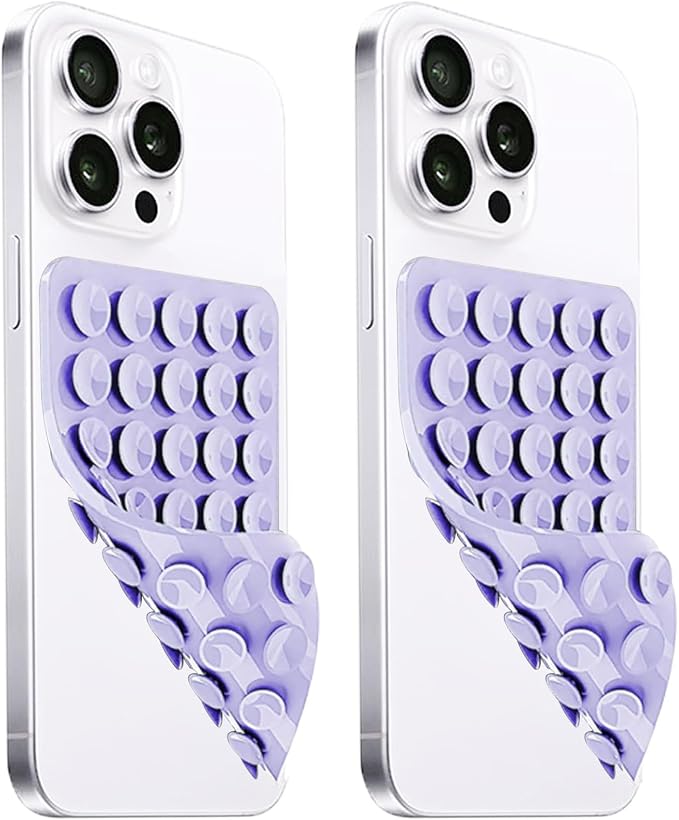 2 Pack Silicone Suction Cup Phone Case Mount Double Sided, Hands-Free Strong by LvShuLiangPin