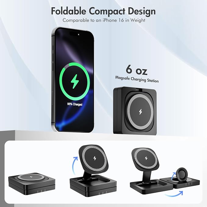 Magnetic Wireless Charger for iPhone: 3 in 1 for Travel 15W Fast Charging Pad - Image 4