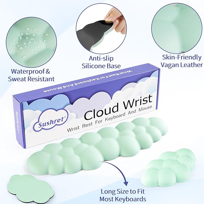 Cloud Wrist Rest Keyboard, Cloud Keyboard Wrist Pad Set - Image 5
