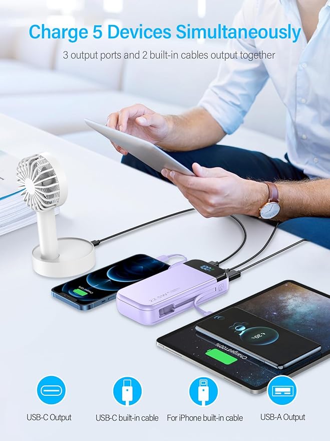 Portable Charger 32000mAh, 22.5W QC 3.0 PD 20W Smart LED Display Fast Charging - Image 6