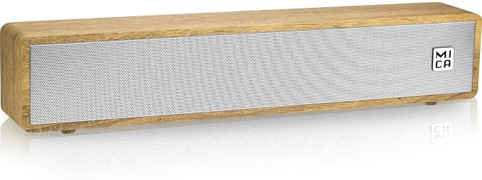 MICA Computer Speakers, Wired Computer Sound Bar, Wooden Mini Soundbar - Image 7