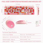 Cute Pink Wireless Keyboard and Mouse, 2.4G Retro Round Keycap - Image 9