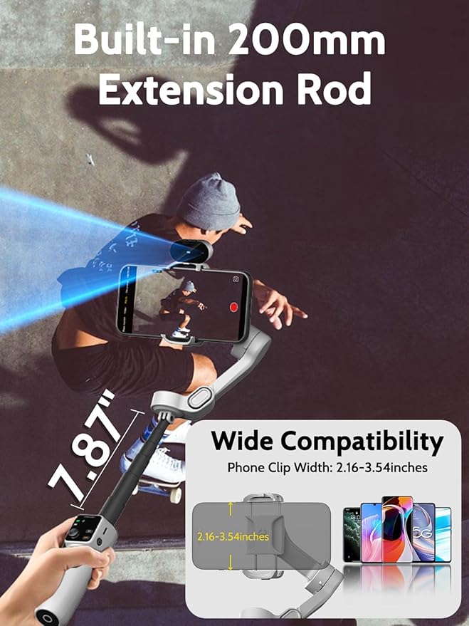 Gimbal Stabilizer for Video Recording, Smartphone 3-Axis Smartphone Gimbal - Image 4