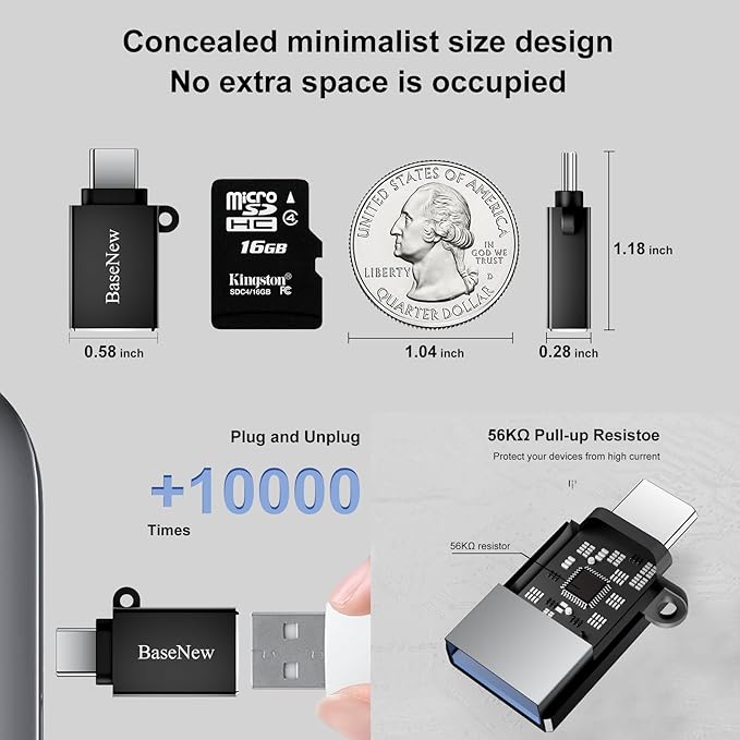 USB C to USB Adapter 6 Pack, USBC to USBA Adapter, Type-C Male USB-A Female OTG - Image 7