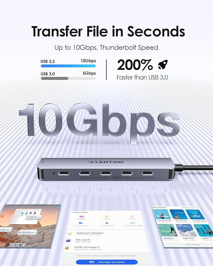LENTION 6-in-1 USB C Hub Dock - Image 3