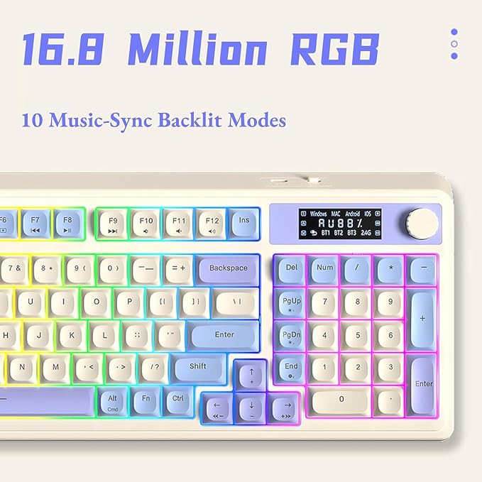 AULA S99 Pro Wireless Keyboard, Gaming Keyboards Media Knob Custom RGB Backlit - Image 7