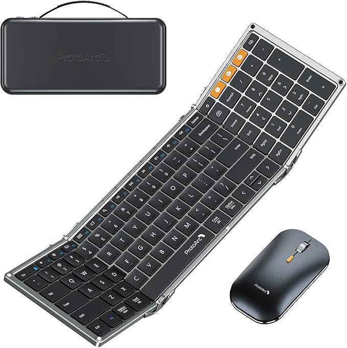 ProtoArc Foldable Keyboard and Mouse, XKM01 True Full-Size Folding Wireless by ProtoArc