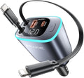 iPhone Car Charger, Retractable Fast USB C Phone Charger, 4 in 1 Cigarette by PRAKIE