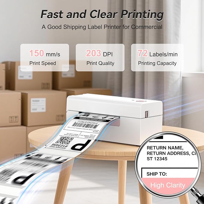 Bluetooth Thermal Shipping Label Printer, Wireless 4x6 Shipping Label Printer - Image 3