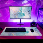 Teal Marble Extended Mouse Pad 31.5x11.8 Inch Turquoise Desk Marble Mousepad - Image 6