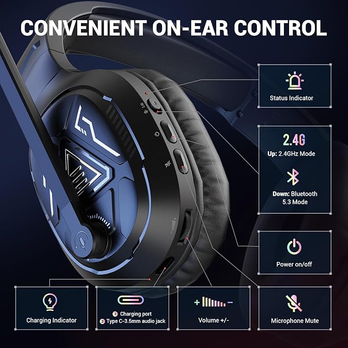 EKSA 2.4GHz Wireless Gaming Headset - Image 8