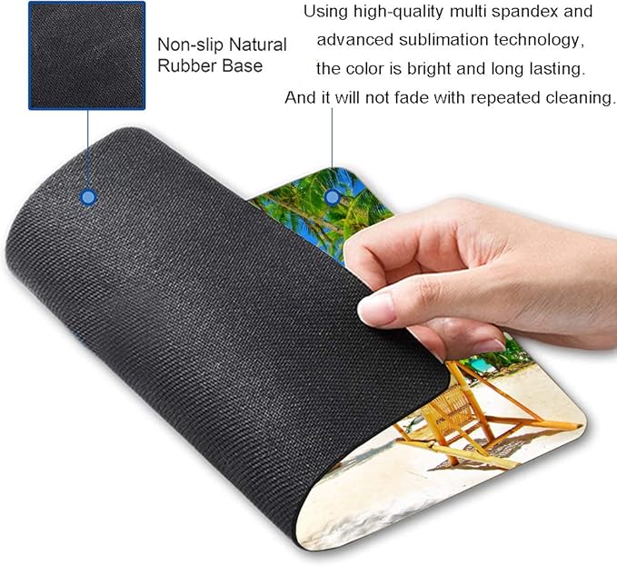 Beach Mouse Pad, Coconut Trees Mouse Pad, Nature Mouse Mat Square Waterproof - Image 2