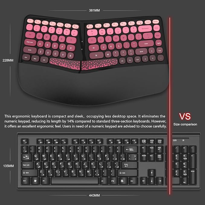 Ergonomic Wireless Keyboard and Mouse Set Wireless Keyboard Silent Mice Set - Image 6