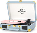 Vinyl Record Player 3-Speed Bass Control Bluetooth Suitcase Portable by VINYLSLINK
