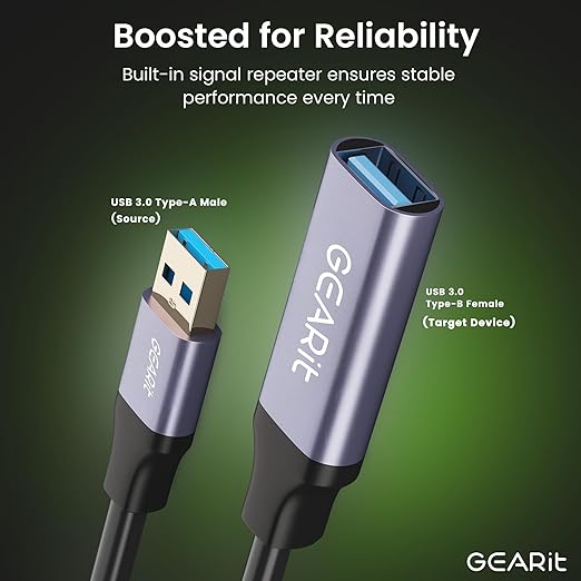 GEARit USB 3.0 Active Extension Cable A-Male to A-Female USB Repeater - Image 2