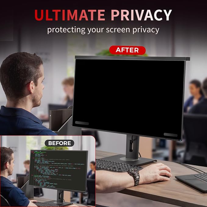 Magnetic 24 Inch Computer Privacy Screen Filter, Aluminum Alloy Hanging Privacy - Image 4