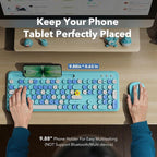Wireless Keyboard and Mouse Combo, Retro Round Keycaps, Full-Size Cute - Image 2