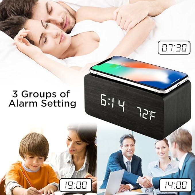 OCT17 Alarm Clock with Qi Wireless Charging Pad Compatible with iPhone Samsung - Image 8
