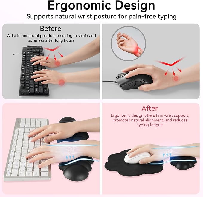 Cloud Wrist Rest for Computer Keyboard, 4-in-1 Memory Foam Leather Cloud - Image 3