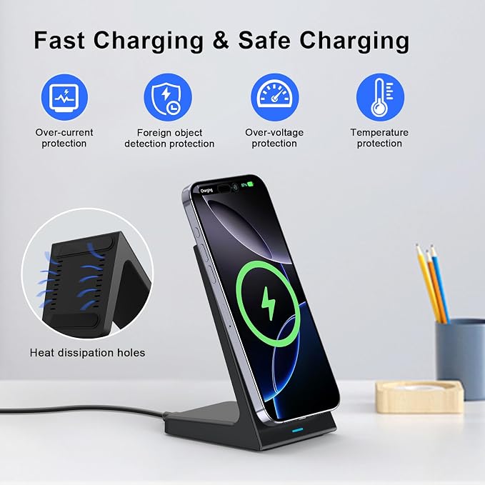 PUY for MagSafe Charger Stand, 20W Fast Magnetic Wireless Charging Station - Image 4