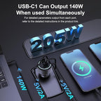 205W USB C Car Charger, 3-Ports PD3.1/PPS/QC3.0 Fast Charging Type C Cigarette - Image 4