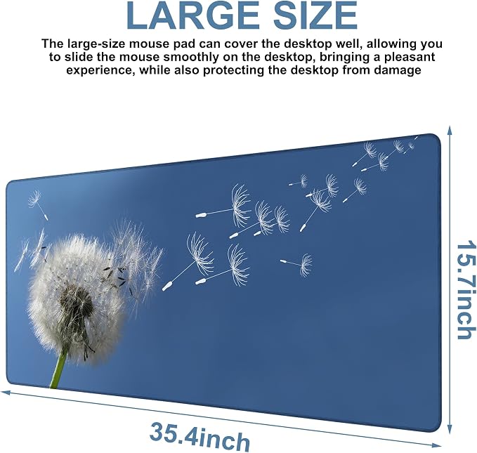 Flying Dandelion Seeds Gaming Mouse Pad 3mm Thick Stitched Edge Waterproof - Image 3