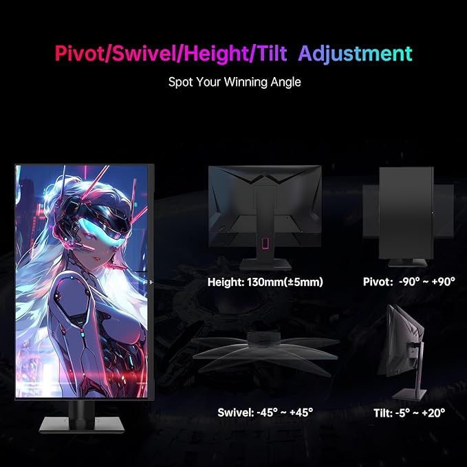 KTC 27'' 240Hz QHD 1440P Gaming Monitor 144Hz 1ms 65W Type C USB DisplayPort - Image 5