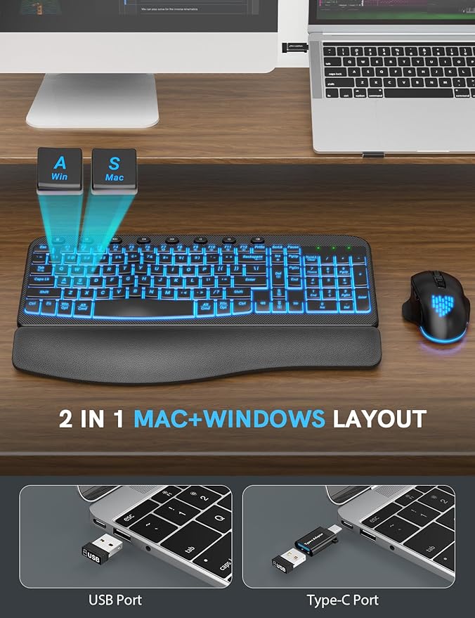 SABLUTE Ergonomic Wireless Keyboard and Mouse Combo - Image 5
