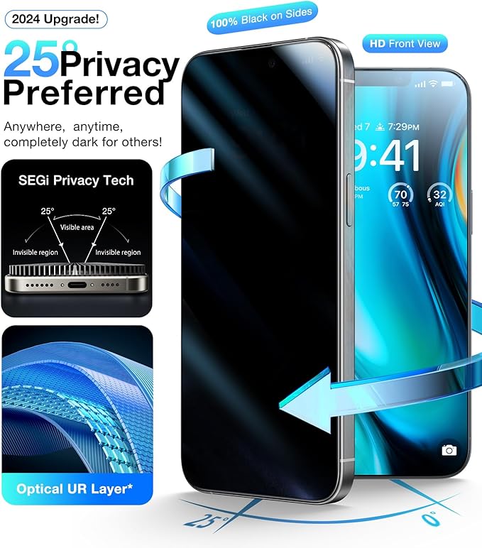 UltraGlass Ultra Top 9H+ Glass for iPhone 14 Privacy Screen Protector Private - Image 4