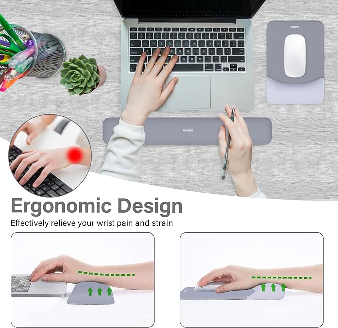 MOSISO Wrist Rest Support for Mouse Pad&Keyboard Set, Rectangular Ergonomic - Image 2