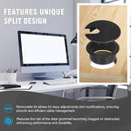 1-1/2" Black Desk Grommet, JTemgle Plastic Cable Hole Cover Computer Table Cord - Image 4