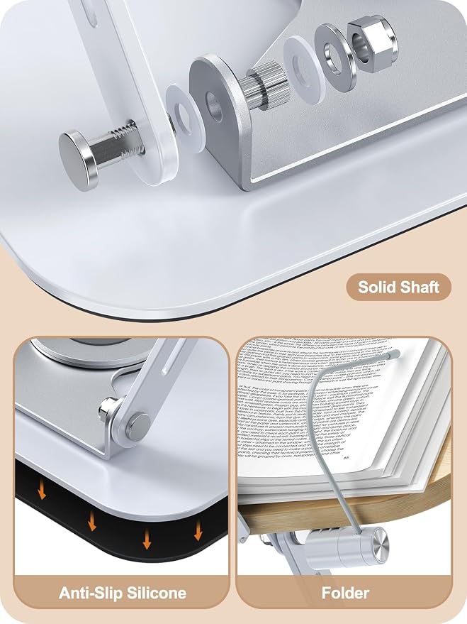 Book Stand for Reading, 360° Adjustable Book Holder, Foldable Book Holder Stand - Image 7