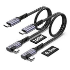 100W Short USB C Cable 3.1 Right Angle, 5A Fast Charging, 10GBbps High Speed by SUMPK