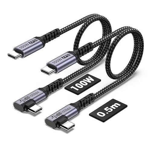 100W Short USB C Cable 3.1 Right Angle, 5A Fast Charging, 10GBbps High Speed by SUMPK
