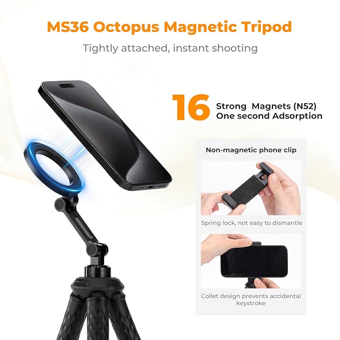K&F Concept Flexible Tripod, Magnetic Flexible Phone Stand - Image 2