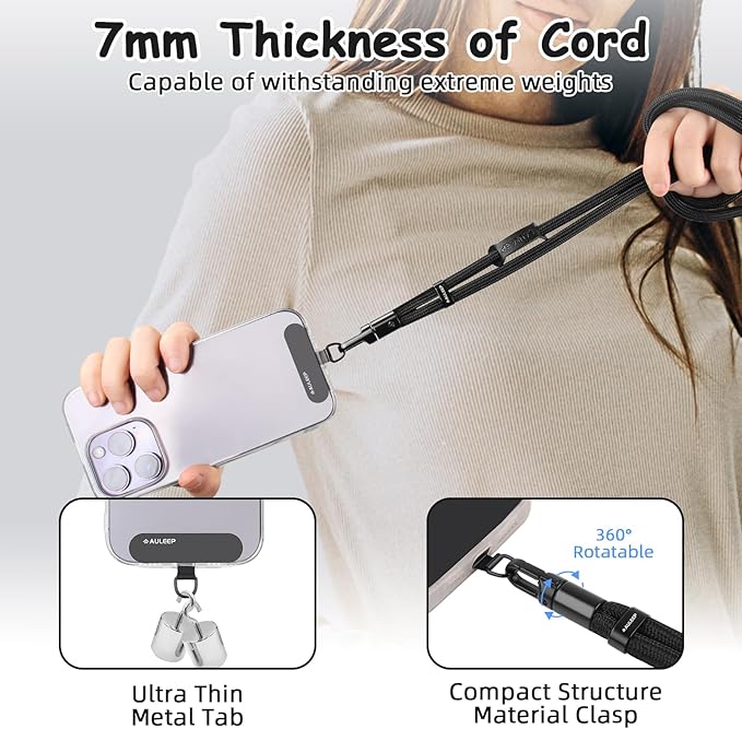 AULEEP Universal Phone Lanyard Corssbody, Anti-theft Phone Strap - Image 2